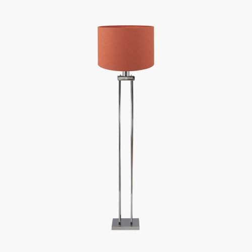 Nickel Floor Lamp/Lino 45cm Cinnamon shade