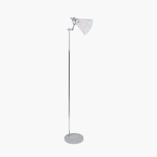 Concrete and Brushed Chrome Floor Lamp