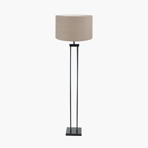 Black Floor Lamp/Edward 45cm Natural shade