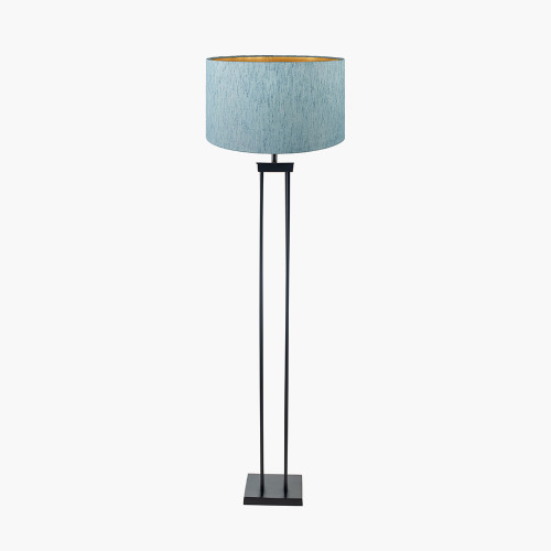 Black Floor Lamp/stellan 45cm blue shade