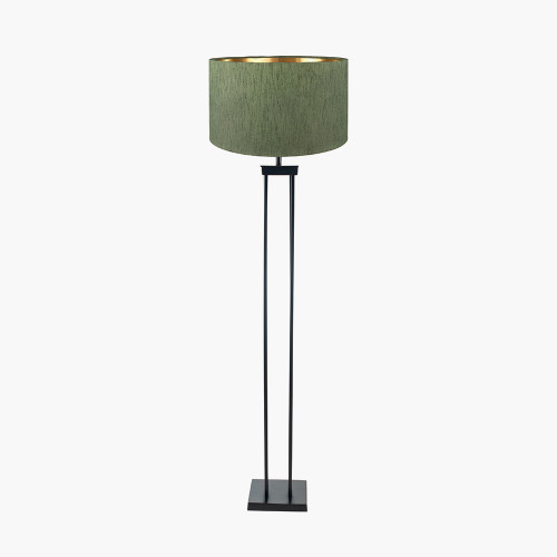 Black Floor Lamp/stellan 45cm green shade