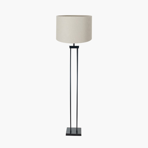 Black Floor Lamp/lino 45cm grey shade