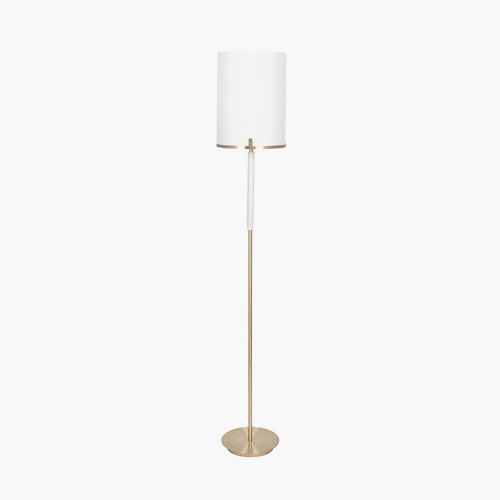 Champagne Gold Metal and Marble Effect Floor Lamp