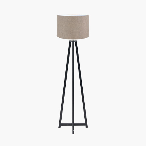 Whitby blk Floor Lamp & Edward 45cm NAT shade