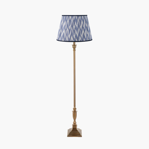 Brass Floor Lamp & Kamilah 45cm Blue Shade
