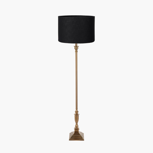 Brass Floor Lamp & Lino Black 45cm Shade