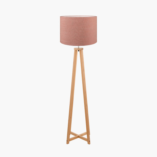 Natural Floor Lamp &Edward 45cm Apricot shade