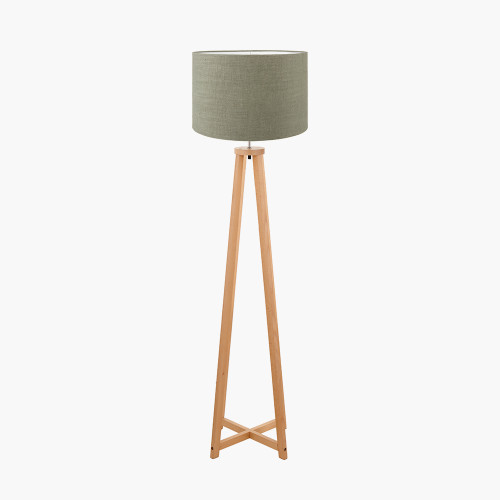Natural Floor Lamp &Edward 45cm green shade