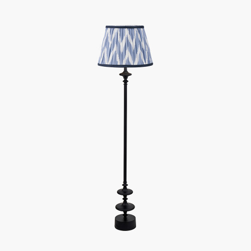 Emilio Black Floor Lamp/Kamilah 45cm Blue Shade