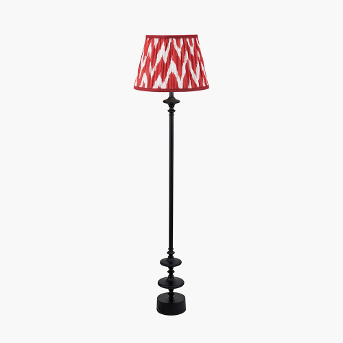Emilio Black Floor Lamp/Kamilah 45cm red Shade
