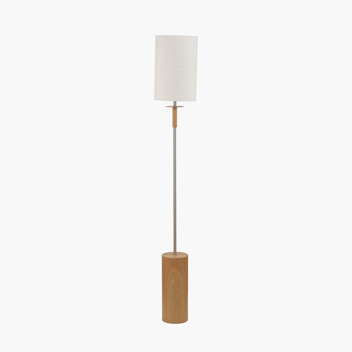 Bonham Wood Veneer & Silver Floor Lamp