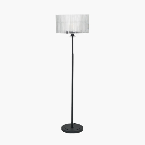 Clara Ribbed Glass/Black Metal Floor Lamp