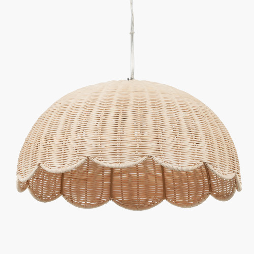 Raya Natural Scalloped Rattan Dome Non Elec Pendant