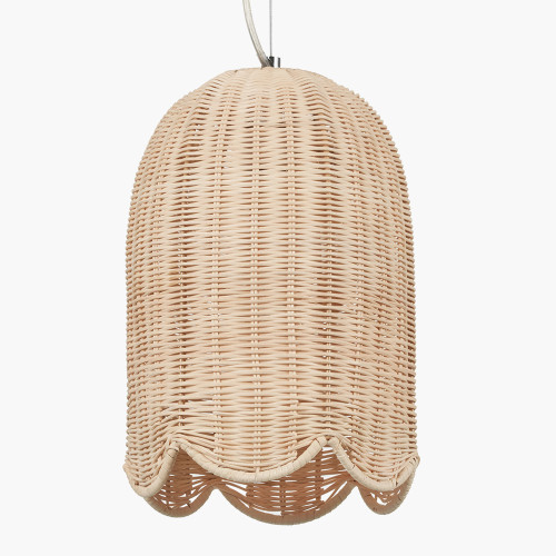 Skye Natural Scalloped Rattan Tall Dome Non Elec Pendant
