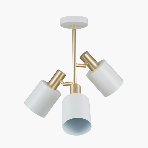 White & Brass 3 Light Electrified Pendant