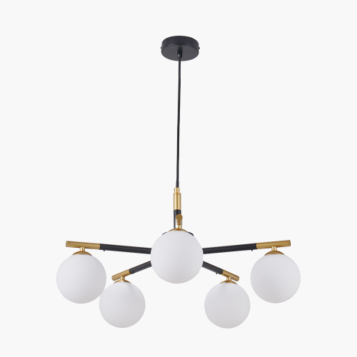 Wanda White Orb & Black 5 Light Pendant