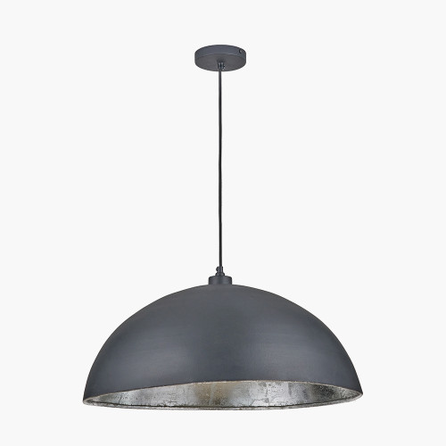 Anders Black & Silver Leaf Metal Pendant