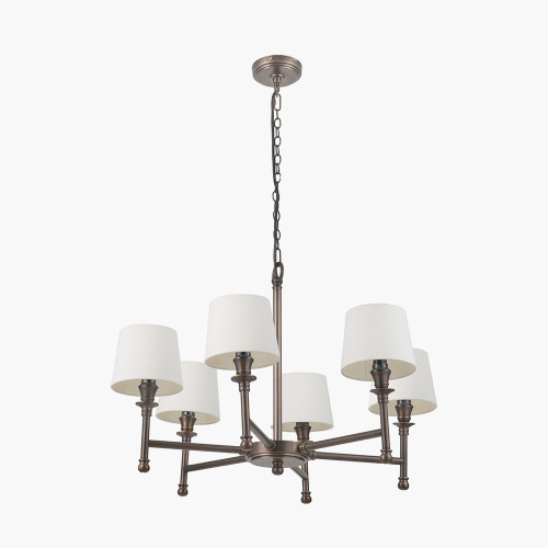 Bronze Pendant & Pelham 15cm White shade
