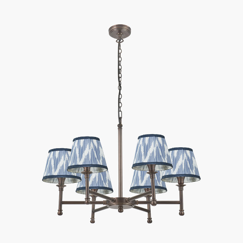 Piero Bronze Pendant/Kamilah 16cm Blue Shade