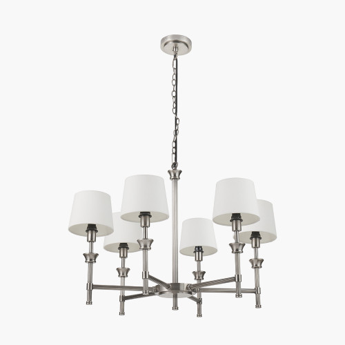 Silver Pendant & Pelham 15cm White shade