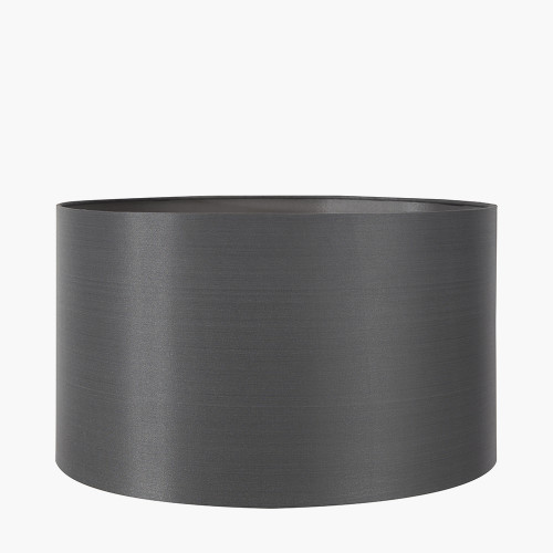 35cm Steel Grey Silk Lined Cylinder Shade