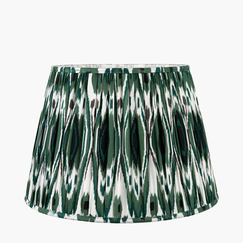 30cm Green Ikat Patterned Gathered Tapered Shade