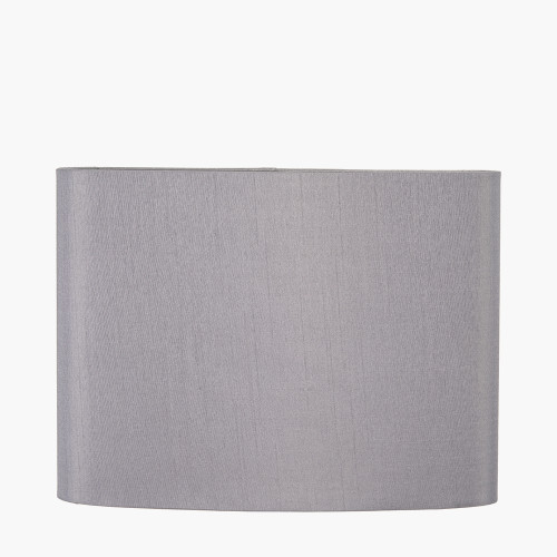 Mia 25cm Grey Oval Silk Mix Lampshade