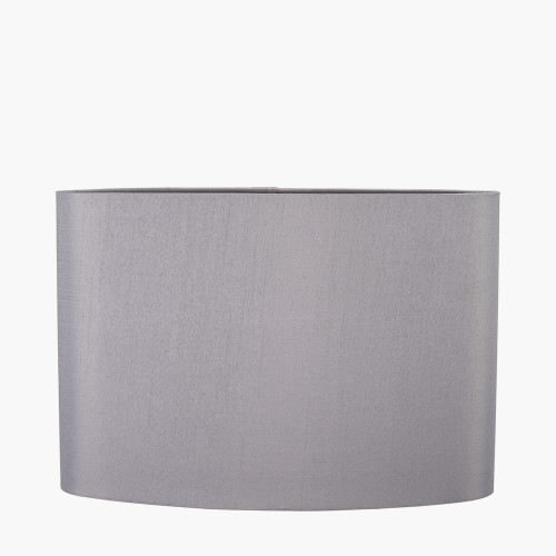 Mia 35cm Grey Oval Silk Mix Lampshade