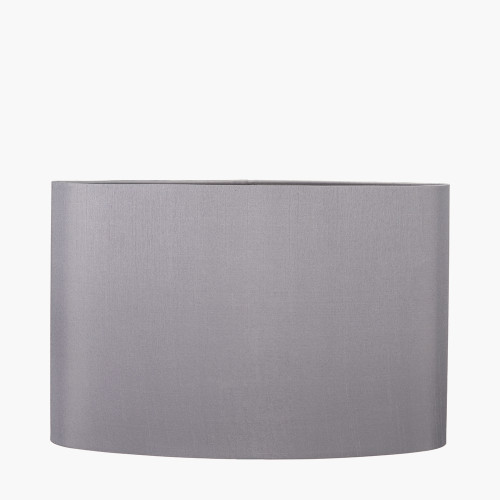 Mia 40cm Grey Oval Silk Mix Lampshade