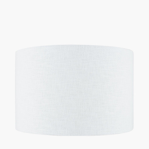 50cm White Self Lined Linen Drum Shade