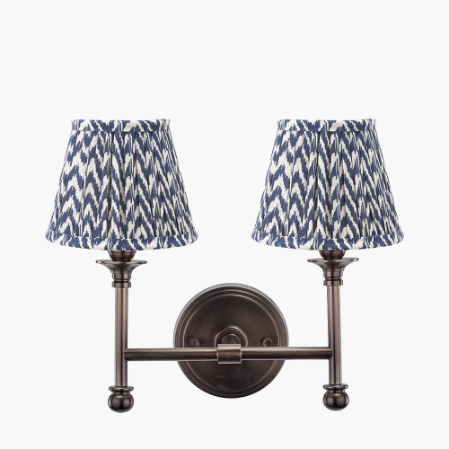 Bronze Wall Light/Vienna 16cm Blue shade