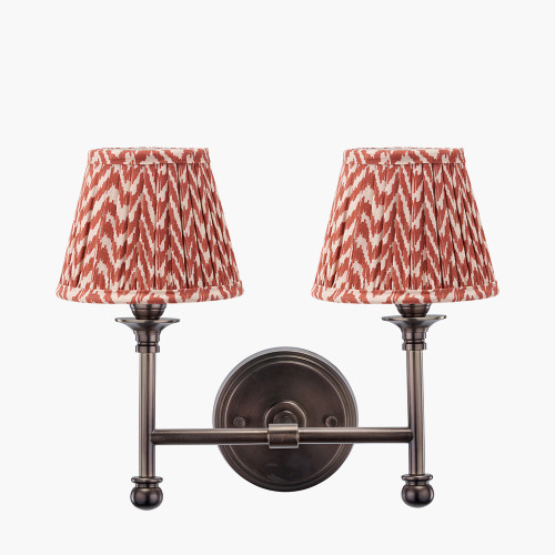Bronze Wall Light & Vienna 16cm Red shade