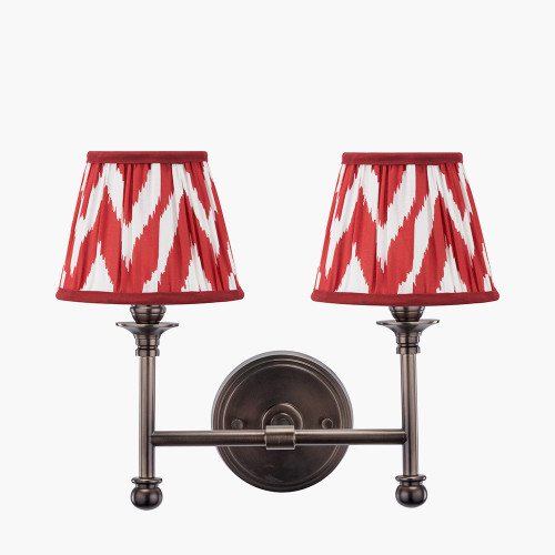 Bronze Wall Light/kamilah 16cm red shade