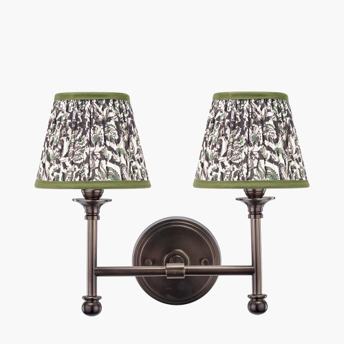 Bronze Wall Light/ornella 16cm green shade
