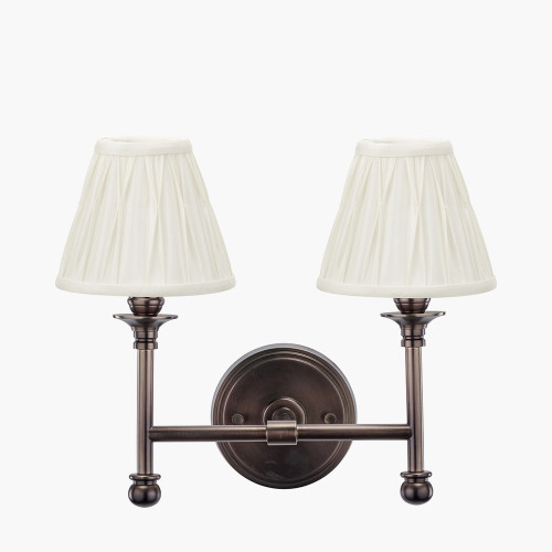Bronze Wall Light/garbo 14cm cream shade