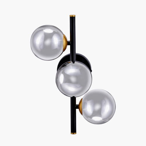Blair Smoke Glass Ball & Black Wall Light