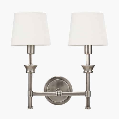 Silver Wall Light & Pelham 15cm White shades