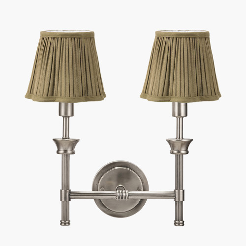 Silver Wall Light/malia 18cm olive shade