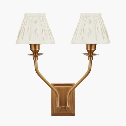 Brass Wall Light & Garbo 15cm Cream shades