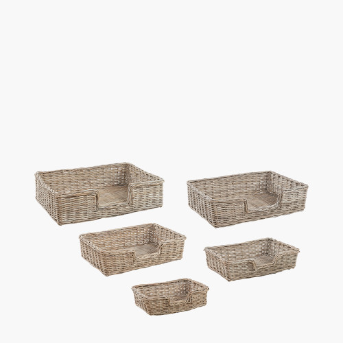 tobsÂ® S/5 Grey Kubu Rattan Basket Dog Beds