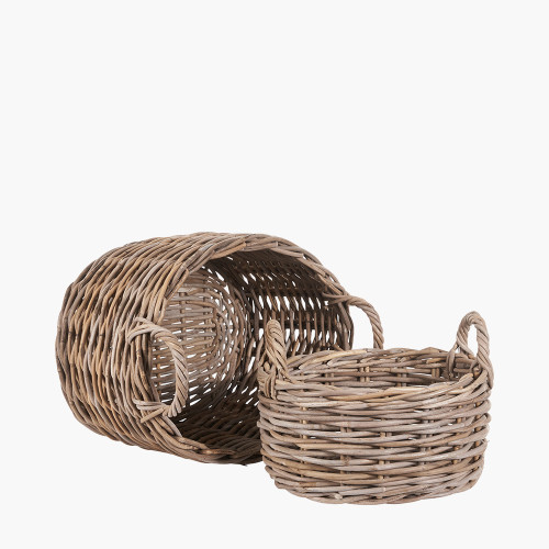 Pacific Lifestyle Limited S/2 Grey Kubu Oval Baskets