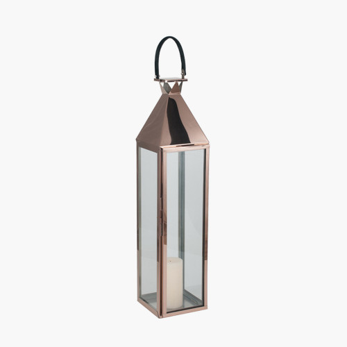 Shiny Copper Stainless Steel &Glass Large Lantern