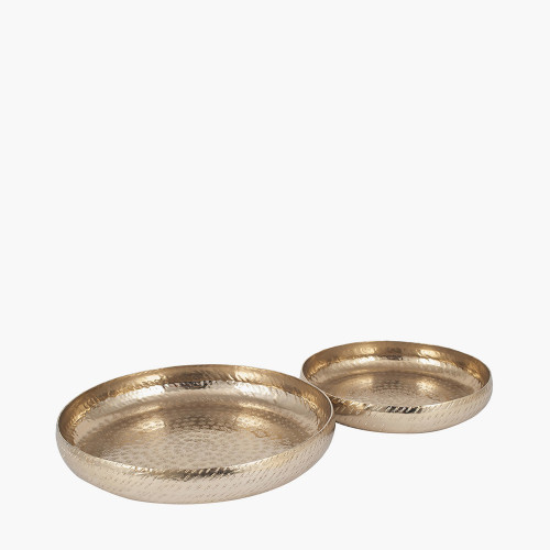 S/2 Gold Hammered Metal Bowls