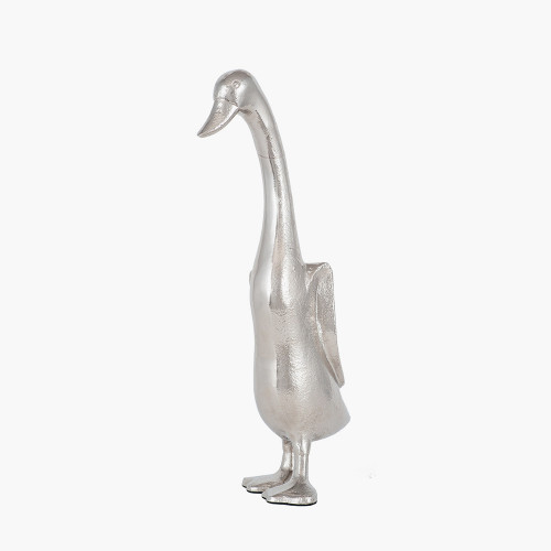 Silver Metal Large Duck Statue