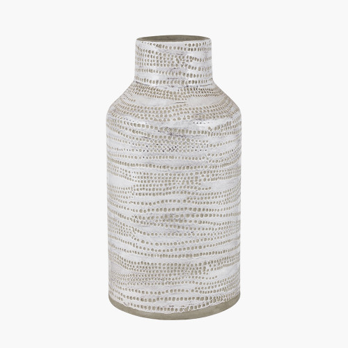 Alina White Dot Design Stoneware Vase