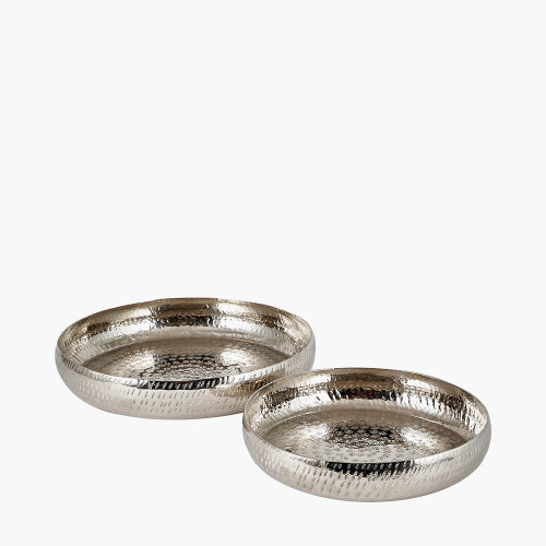 S/2 Silver Hammered Metal Bowls