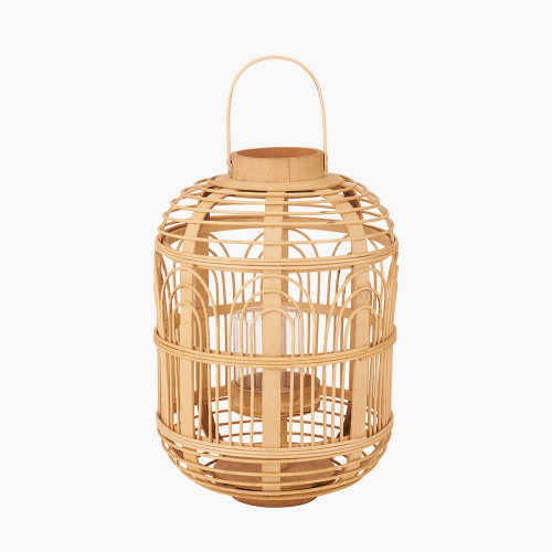 Natural Bamboo and Glass Lantern