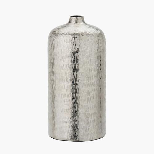 Silver Metal Hammered Vase