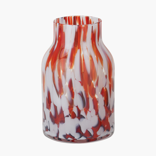 Red Tortoiseshell Tall Glass Vase