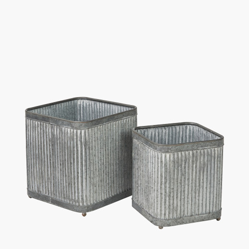 S/2 Galvanised Zinc Square Planters